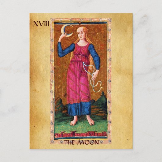 CARTE POSTALE TAROTS ANCIENS RENAISSANCE 18 / LA LUNE (Devant)