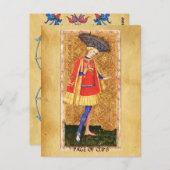 CARTE POSTALE TAROTS DE LA RENAISSANCE ANTIQUE  / PAGE DES COUPE (Devant / Derrière)