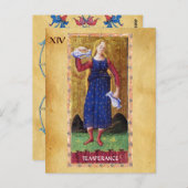 CARTE POSTALE TAROTS DE RENAISSANCE ANTIQUE 14 / TEMPÉRANCE (Devant / Derrière)
