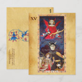 CARTE POSTALE TAROTS DE RENAISSANCE ANTIQUE 15 / LE DIABLE (Devant / Derrière)