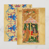 CARTE POSTALE TAROTS DE RENAISSANCE ANTIQUE 5 / LES AMOUREUX (Devant / Derrière)