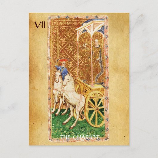 CARTE POSTALE TAROTS DE RENAISSANCE ANTIQUE 7 / LE CHARIOT (Devant)