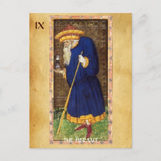 CARTE POSTALE TAROTS DE RENAISSANCE ANTIQUE 9 / L'HERMIT (Devant)