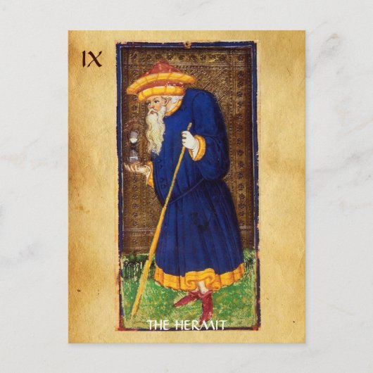 CARTE POSTALE TAROTS DE RENAISSANCE ANTIQUE 9 / L'HERMIT (Devant)