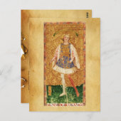 CARTE POSTALE TAROTS DE RENAISSANCE ANTIQUE / PAGE DES WANDS (Devant / Derrière)