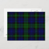 Carte Postale Tartan Black Watch Bleu Vert Carreaux (Devant / Derrière)
