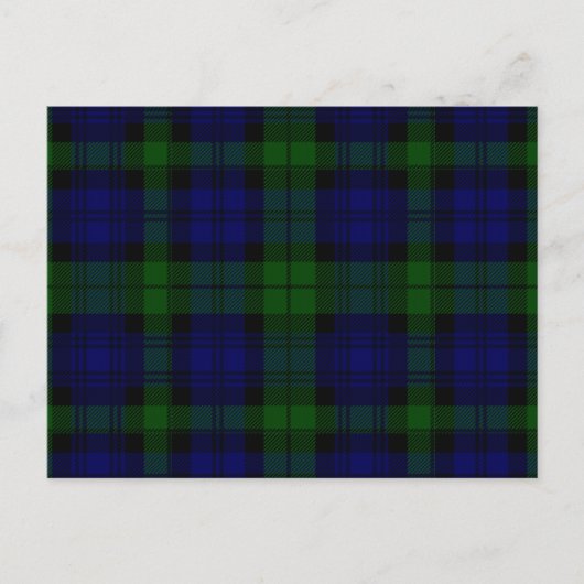 Carte Postale Tartan Black Watch Bleu Vert Carreaux (Devant)