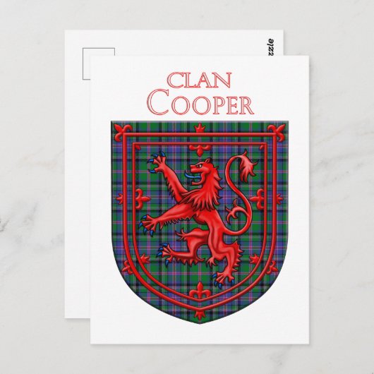 Carte Postale Tartan écossais Cooper Lion Rampant (Devant / Derrière)