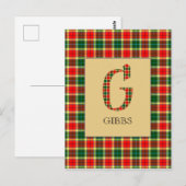 Carte Postale Tartan Gibbs Monogramme G (Devant / Derrière)
