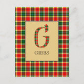 Carte Postale Tartan Gibbs Monogramme G (Devant)