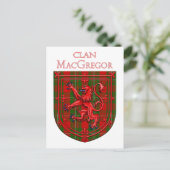 Carte Postale Tartan MacGregor Carreaux Écossais Lion Rampant (Debout devant)