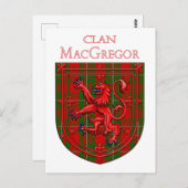 Carte Postale Tartan MacGregor Carreaux Écossais Lion Rampant (Devant / Derrière)