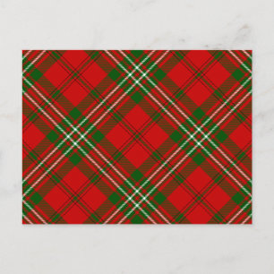 Carte Postale tartan Scott rouge vert carreaux