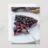 Carte Postale Tarte à bleuet à la fourche sur plaque (Devant / Derrière)
