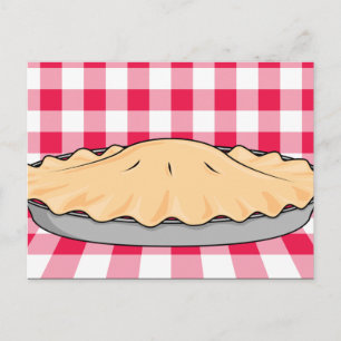 Carte Postale tarte à la cerise maison sur à damiers arrière - p