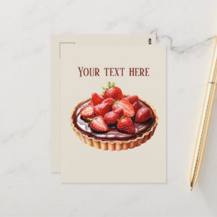 Carte Postale Tarte aux fraises chocolat mignonne ajouter le mes