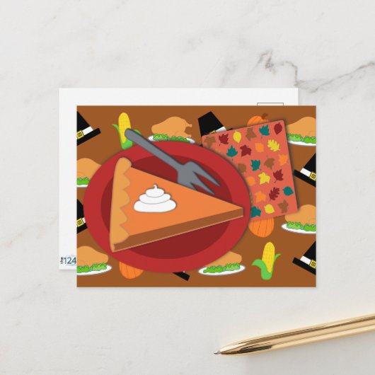 Carte Postale Tarte de Thanksgiving  (Devant/Arrière en situation)