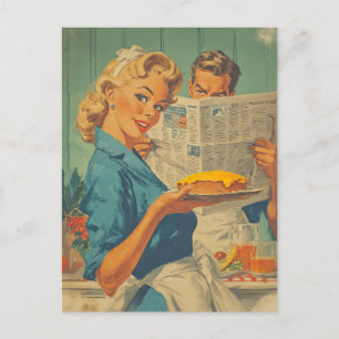 Carte Postale Tarte rétro et charme du papier