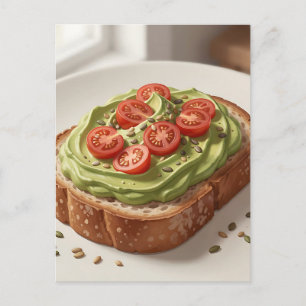Carte Postale Tartine fraîche de tomates à l'avocat Art du petit