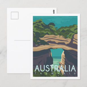 Carte Postale Tasmanie Aussie célèbre lieu de voyage Illustratio