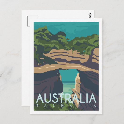 Carte Postale Tasmanie Aussie célèbre lieu de voyage Illustratio (Devant / Derrière)