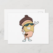 Carte Postale Tasse à café avec lunettes de soleil (Devant / Derrière)