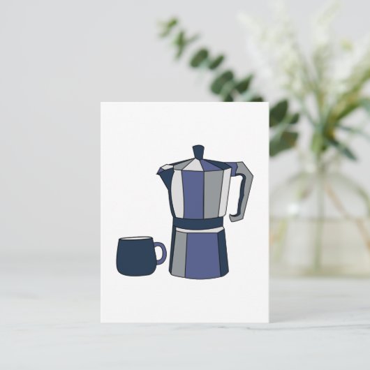 Carte Postale Tasse à café Cafetière (Debout devant)