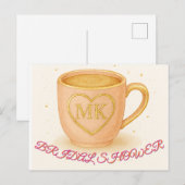 Carte Postale Tasse à café rose poudré (Devant / Derrière)