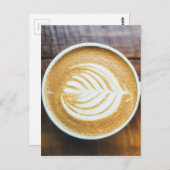 Carte Postale Tasse de café au lait avec mousse en forme de feui (Devant / Derrière)