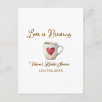 Tasse de café blanche Love is Brewing cœur mariage