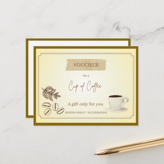 Carte Postale 'Tasse de Café' Chèque-Cadeau Drôle (Devant/Arrière en situation)