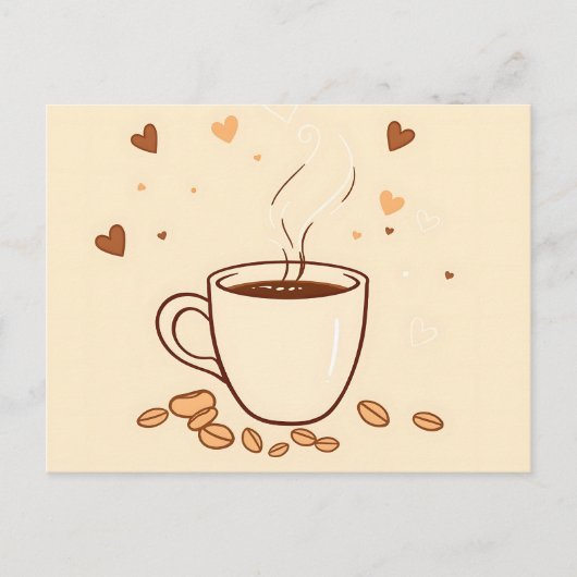 Carte Postale Tasse de café et vapeur dans le style doodle (Devant)