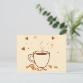 Carte Postale Tasse de café et vapeur dans le style doodle (Debout devant)