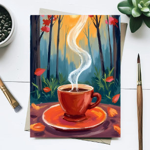 Carte Postale Tasse de café peinture aquarelle