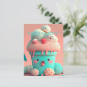 Carte Postale Tasse de glace Kawaii (Debout devant)