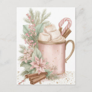 Carte Postale Tasse de Noël pastel festive et élégante