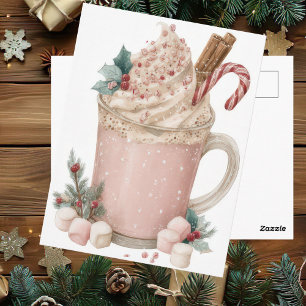 Carte Postale Tasse de Noël pastel festive et élégante
