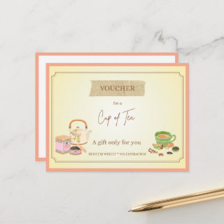 Carte Postale 'Tasse de Thé' Bon de Cadeau Drôle