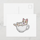 Carte Postale Tasse de thé chat (Devant / Derrière)