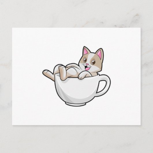 Carte Postale Tasse de thé chat (Devant)