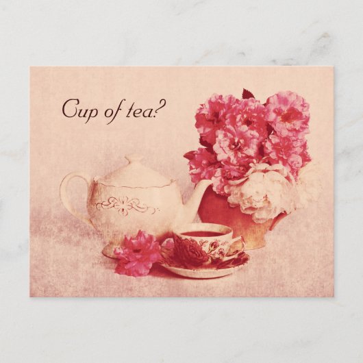 Carte Postale tasse de thé - look rustique teacup (Devant)