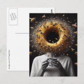 Carte Postale Tasse de thé surréaliste Abeilles Nid d'abeille Tr (Devant / Derrière)