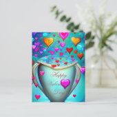 Carte Postale Tasse éclatant de valentin à coeurs (Debout devant)