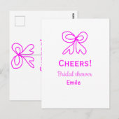 Carte Postale Tasse violet rose ruban douche de mariage ajouter (Devant / Derrière)