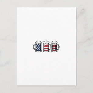 Carte Postale Tasses à bière patriotiques Conception de chemise 