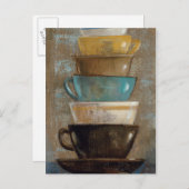 Carte Postale Tasses à café empilées (Devant / Derrière)