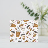 Carte Postale Tasses à café, grains de café, amateur de café, cœ (Debout devant)