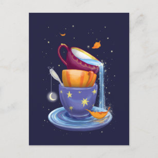 Carte Postale Tasses à thé tomber Whimsical