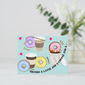 Carte Postale Tasses de café avec beignes | MERCI (Debout devant)