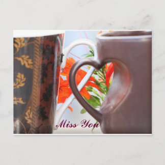 Carte Postale Tasses en forme de coeur de poignée